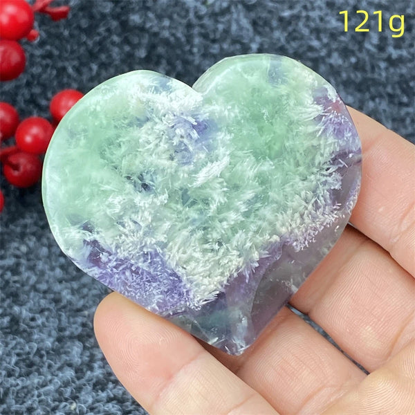 Green Feather Fluorite Heart-ToShay.org