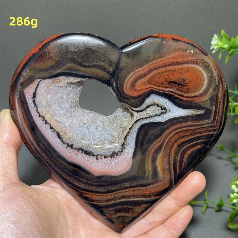 Black Red Striped Agate Hearts-ToShay.org
