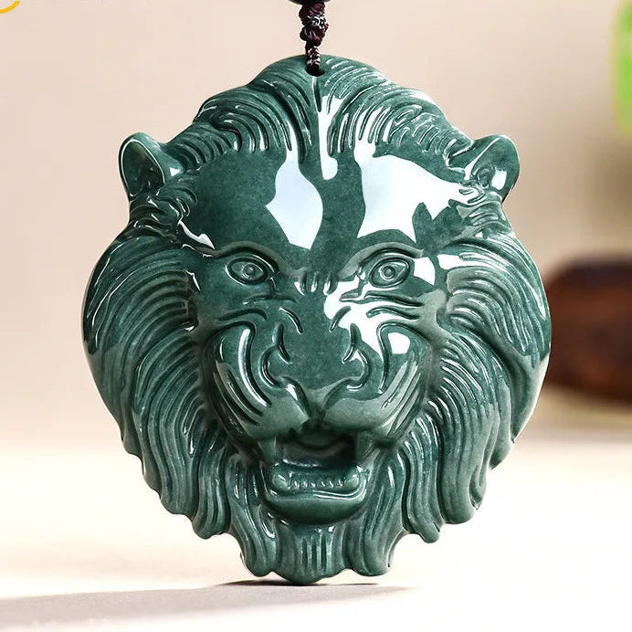 Green Jade Lion Head Pendant-ToShay.org