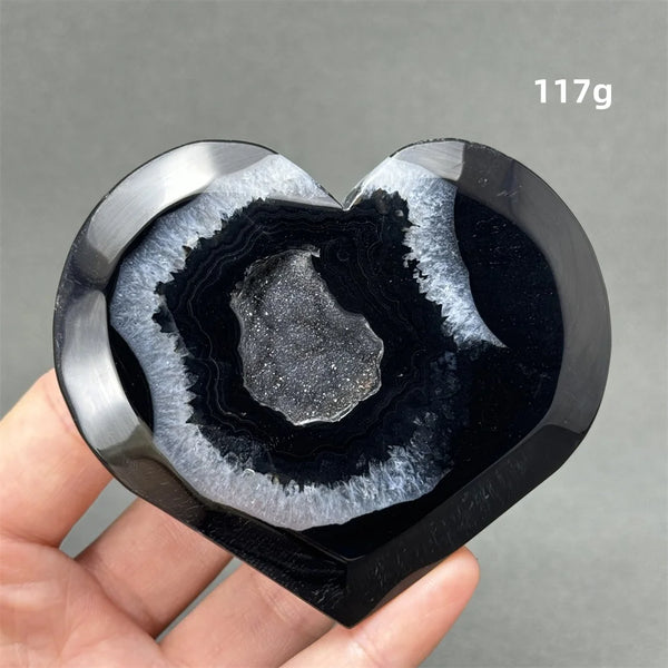 Black Agate Geode Heart-ToShay.org