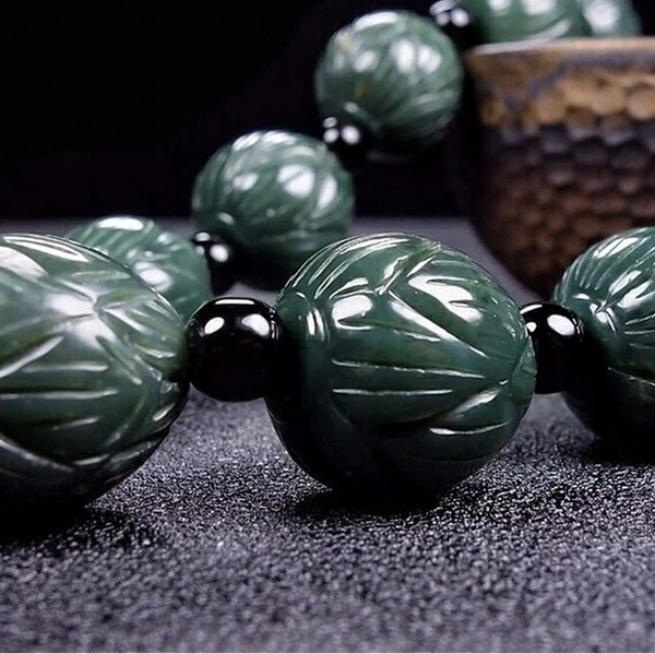 Green Jadeite Buddha Beads-ToShay.org