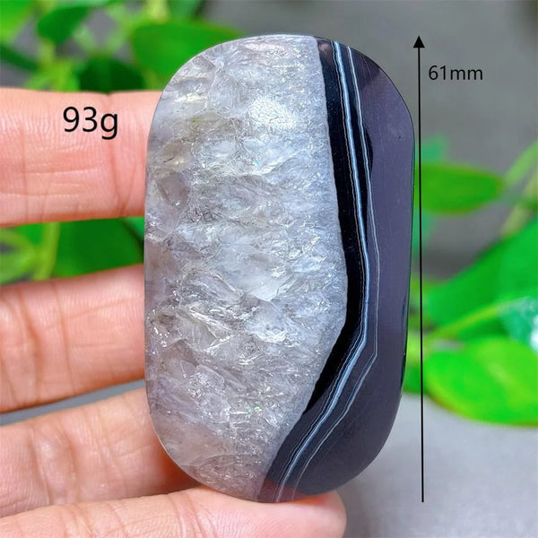 Black Silk Agate Palm Stone-ToShay.org