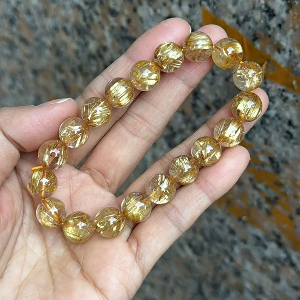 Gold Rutilated Quartz Bracelet-ToShay.org