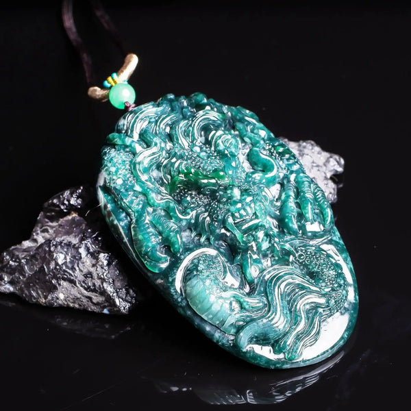 Green Jadeite Dragon Pendant-ToShay.org