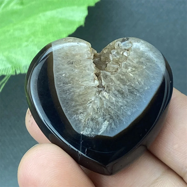 Black Agate Geode Heart-ToShay.org