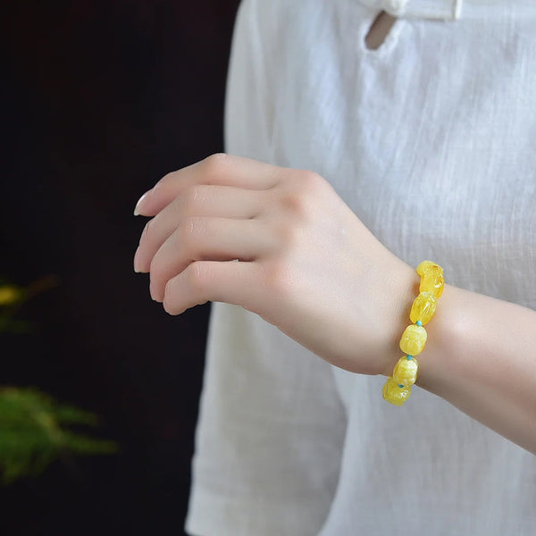 Yellow Amber Pi Xiu Bracelet-ToShay.org