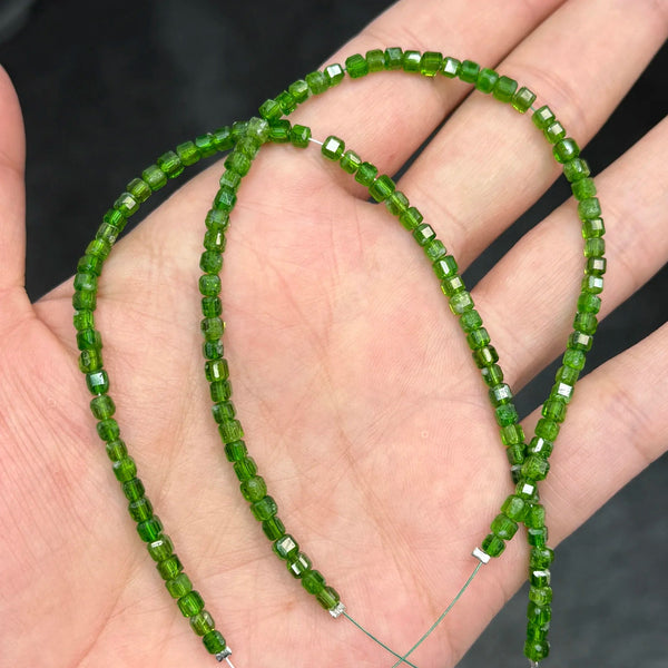 Green Diopside Cube Beads-ToShay.org