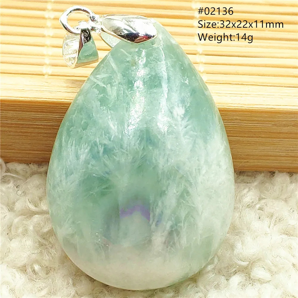 Green Feather Fluorite Pendant-ToShay.org