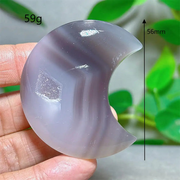 Grey Agate Silk Druzy Moon-ToShay.org