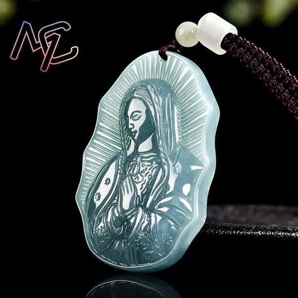 Blue Jadeite Mary Pendant-ToShay.org