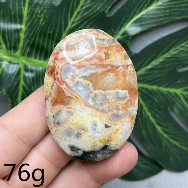 Yellow Crazy Agate Palm Stone-ToShay.org