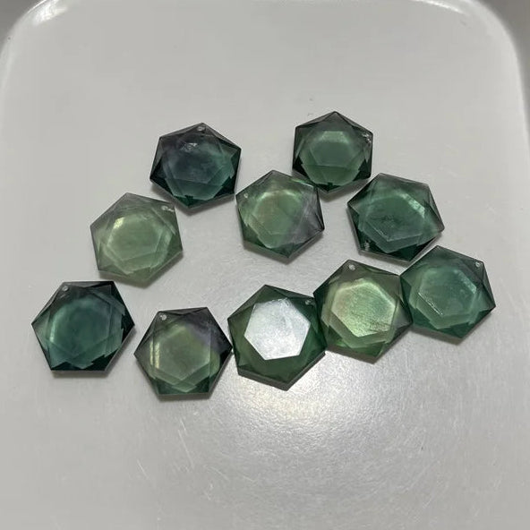 Green Fluorite Quartz Hexagon-ToShay.org