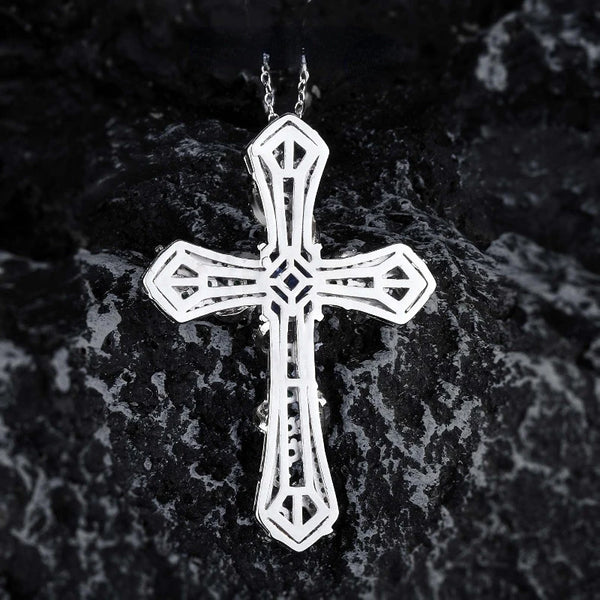 Sapphire Diamond Cross Pendant-ToShay.org