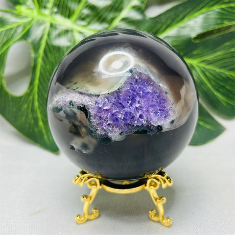 Purple Amethyst Agate Cluster Ball-ToShay.org