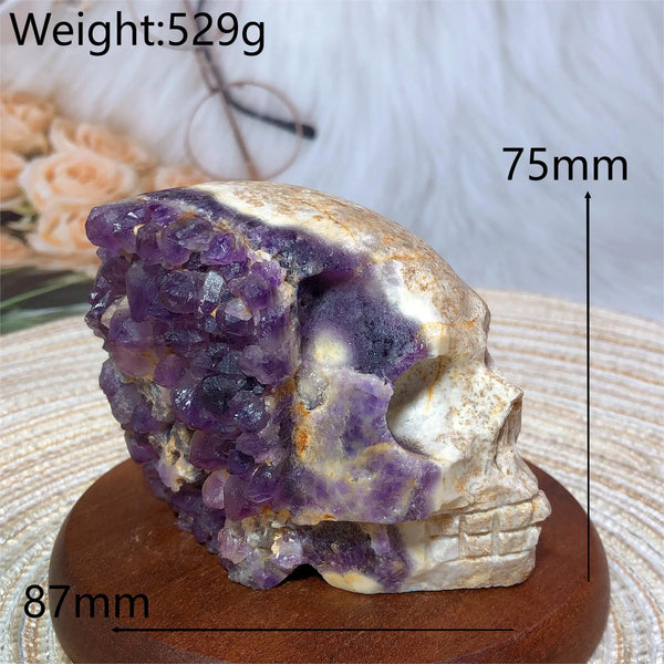 Purple Amethyst Cluster Skull-ToShay.org