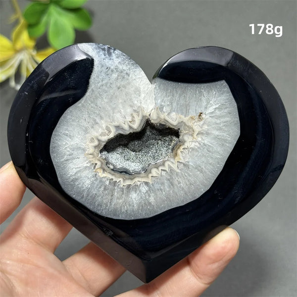 Black Agate Geode Heart-ToShay.org