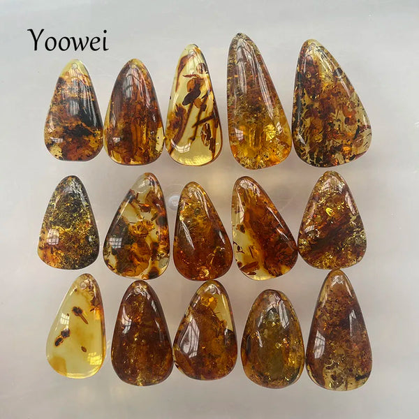Yellow Piebald Amber Pendant-ToShay.org