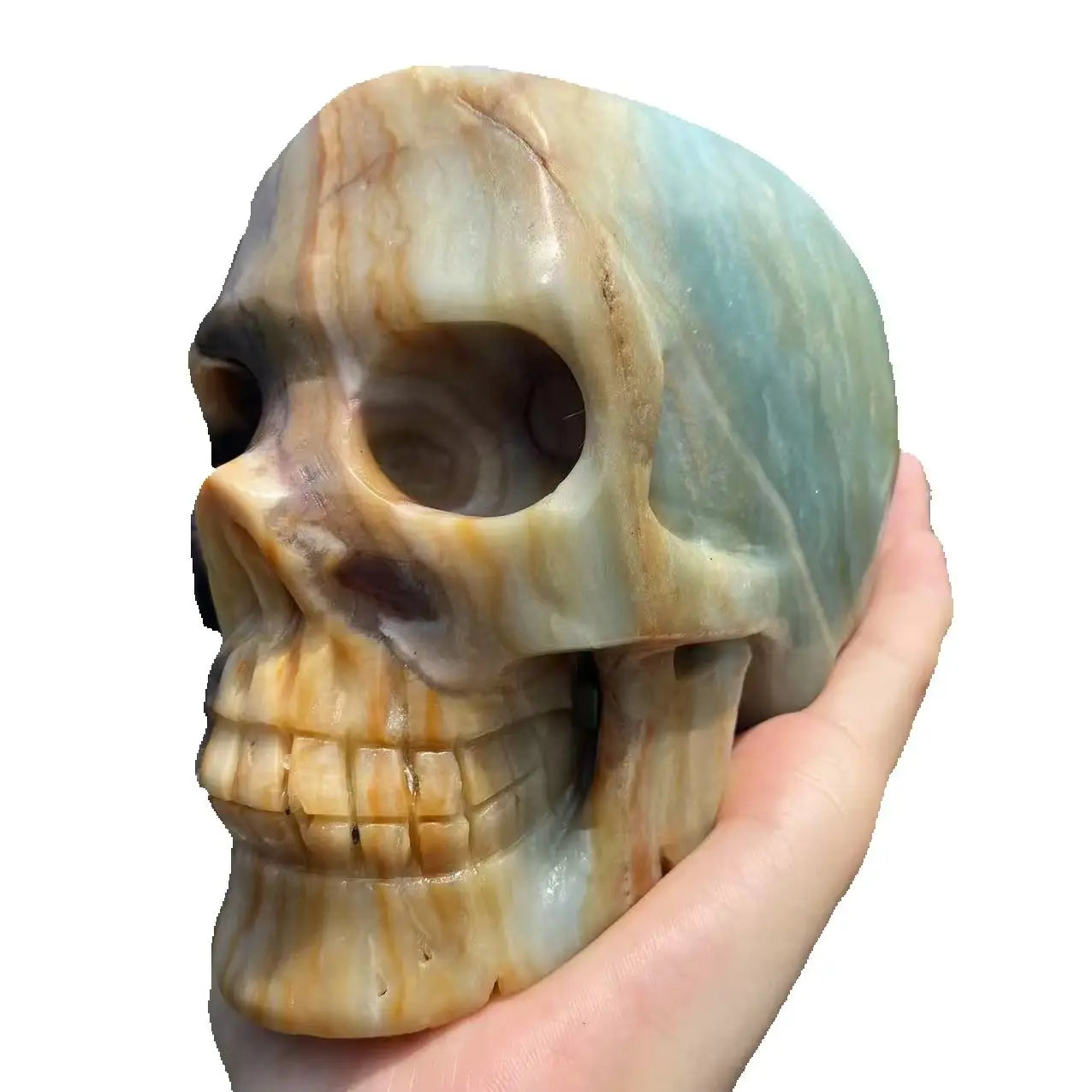 Natural Sky Blue Crystal Skull, Energy Gemstone, Spiritual Healing, Gift, Home Office Decoration, Demagnetization, Divination-ToShay.org