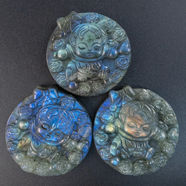 Blue Labradorite Cherub Plate-ToShay.org