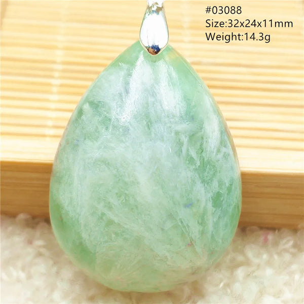 Green Feather Fluorite Pendant-ToShay.org