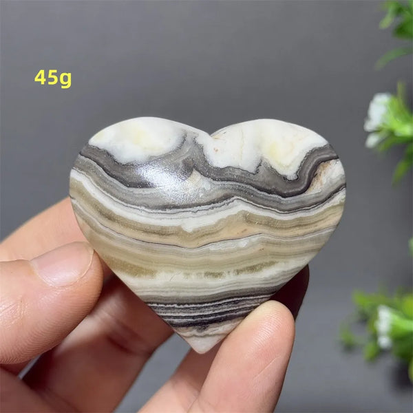 Black Yellow Stripe Calcite Heart-ToShay.org