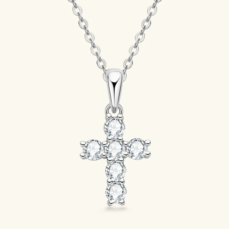 Silver Diamond Cross Pendant-ToShay.org