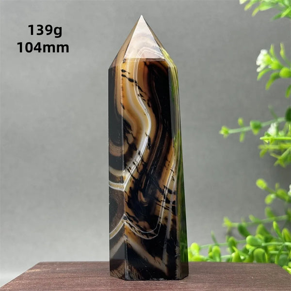 Black Red Agate Stripe Obelisk-ToShay.org