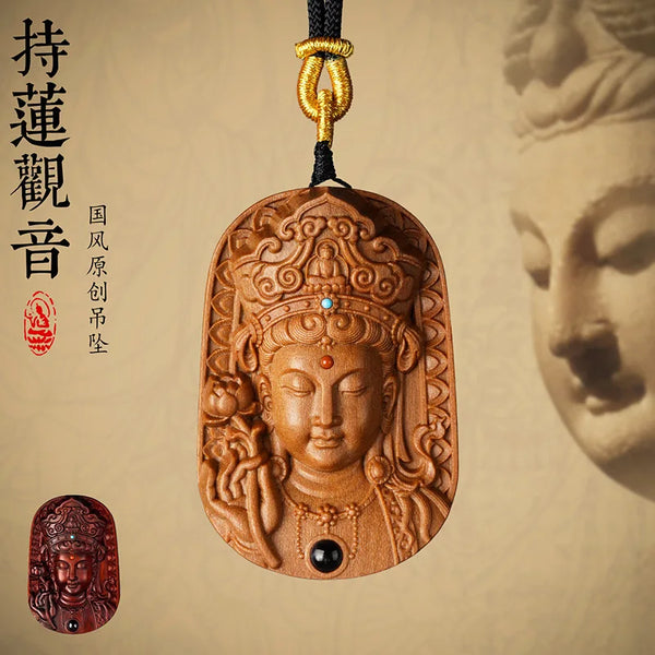 Sandalwood Guanyin Pendant-ToShay.org