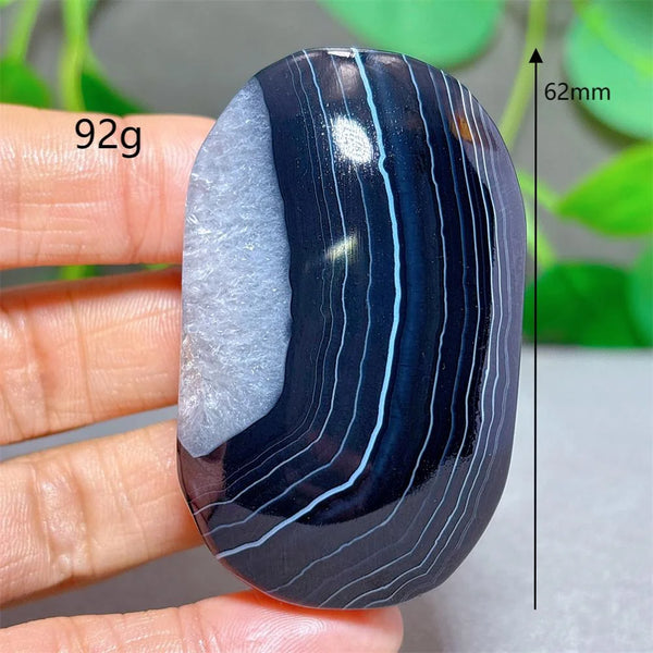 Black Silk Agate Palm Stone-ToShay.org