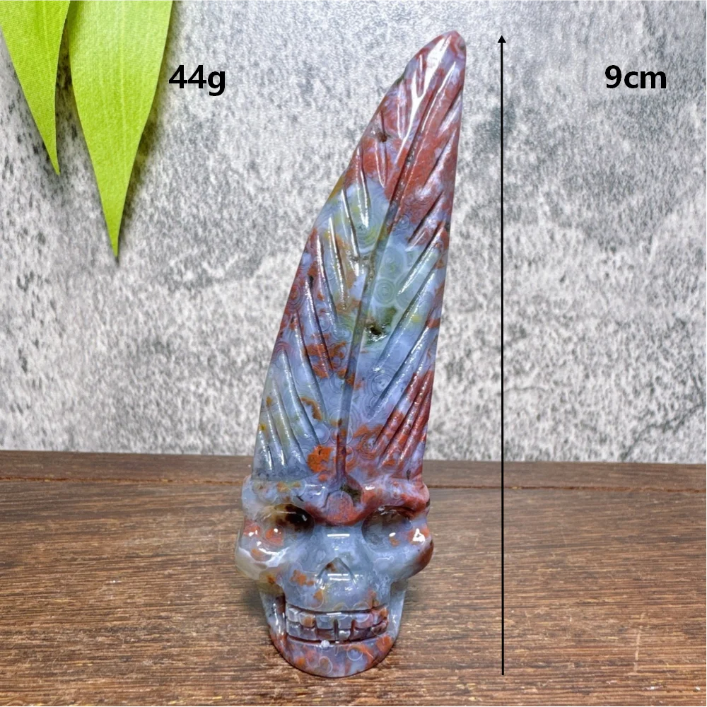 Ocean Jasper Feather Skull-ToShay.org