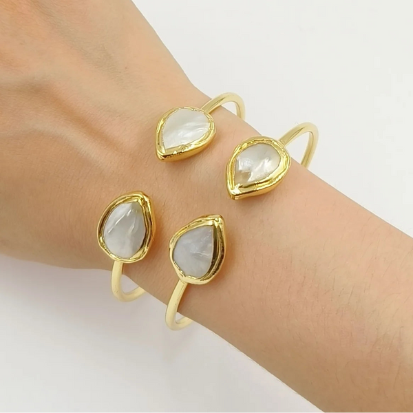 White Shell Cuff Bracelet-ToShay.org