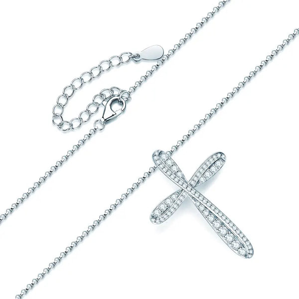 Silver Diamond Cross Pendant-ToShay.org