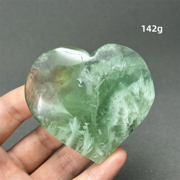 Green Feather Fluorite Heart-ToShay.org