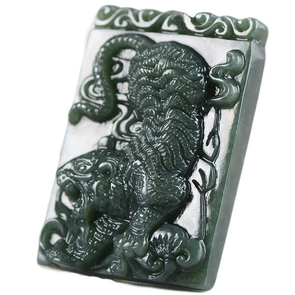 Green Jade Tiger Pendant-ToShay.org