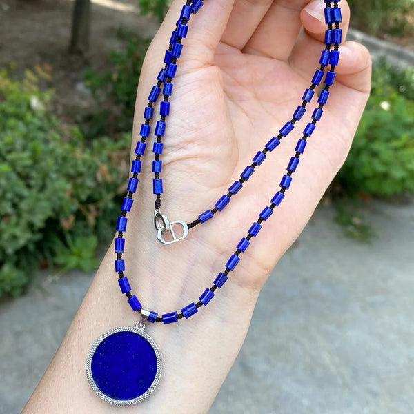 Blue Lapis Lazuli Pendant Necklace-ToShay.org