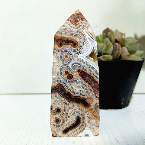 Red Lace Agate Crystal Tower-ToShay.org