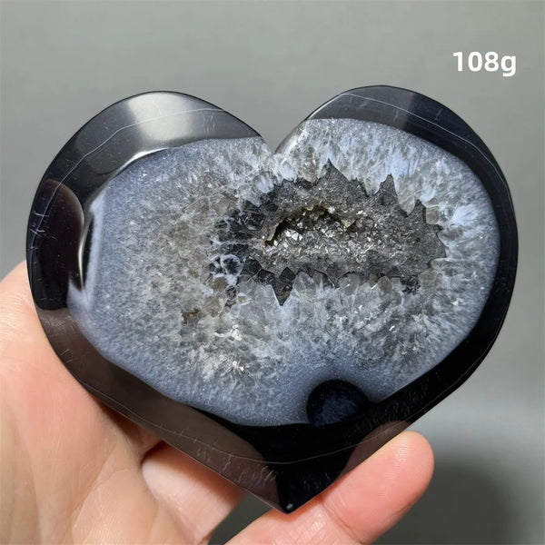 Black Agate Geode Heart-ToShay.org