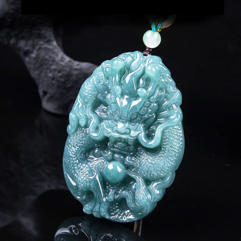 Blue Jadeite Dragon Pendant-ToShay.org