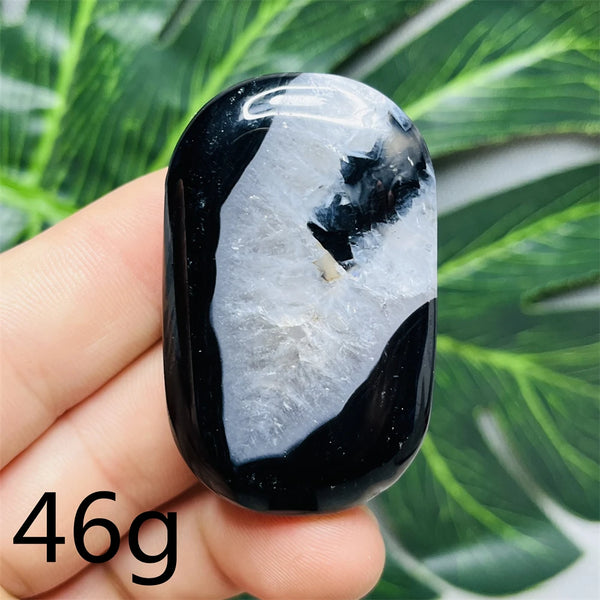 Black White Agate Palm Stone-ToShay.org
