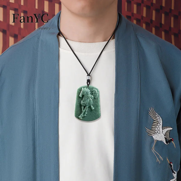 Green Jadeite Horse Pendant-ToShay.org