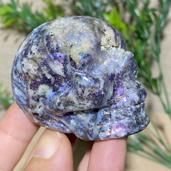 Purple Aura Sphalerite Skull-ToShay.org