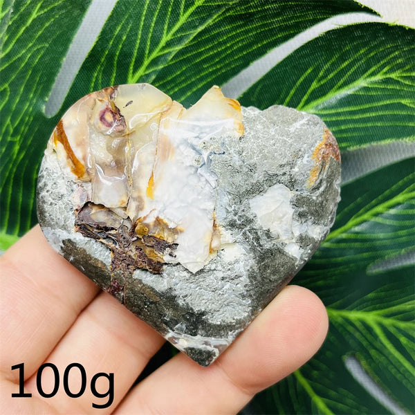 Yellow Chalcopyrite Agate Heart-ToShay.org