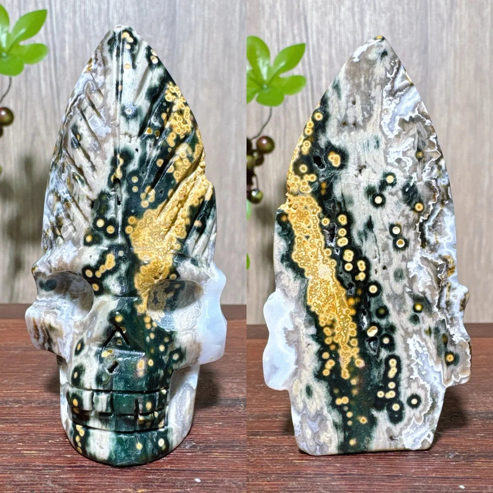 Green Ocean Jasper Skull-ToShay.org