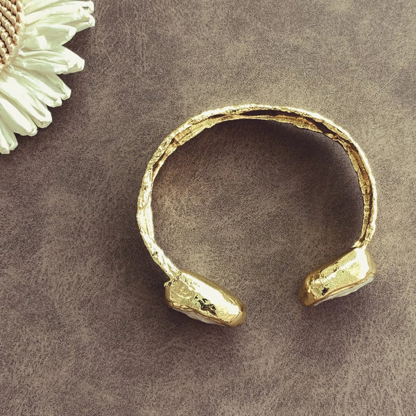 White Pearl Cuff Bangle-ToShay.org