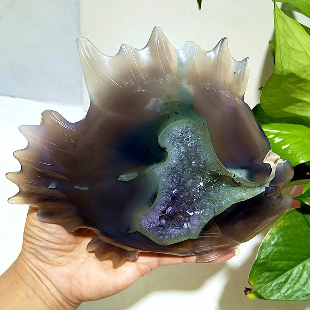 Grey Agate Druzy Fish-ToShay.org
