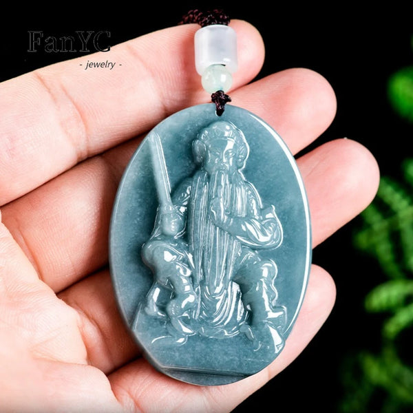 Blue Jadeite Buddha Pendant-ToShay.org