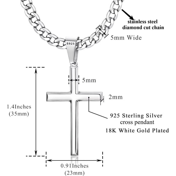 Silver Cross Pendant Necklace-ToShay.org