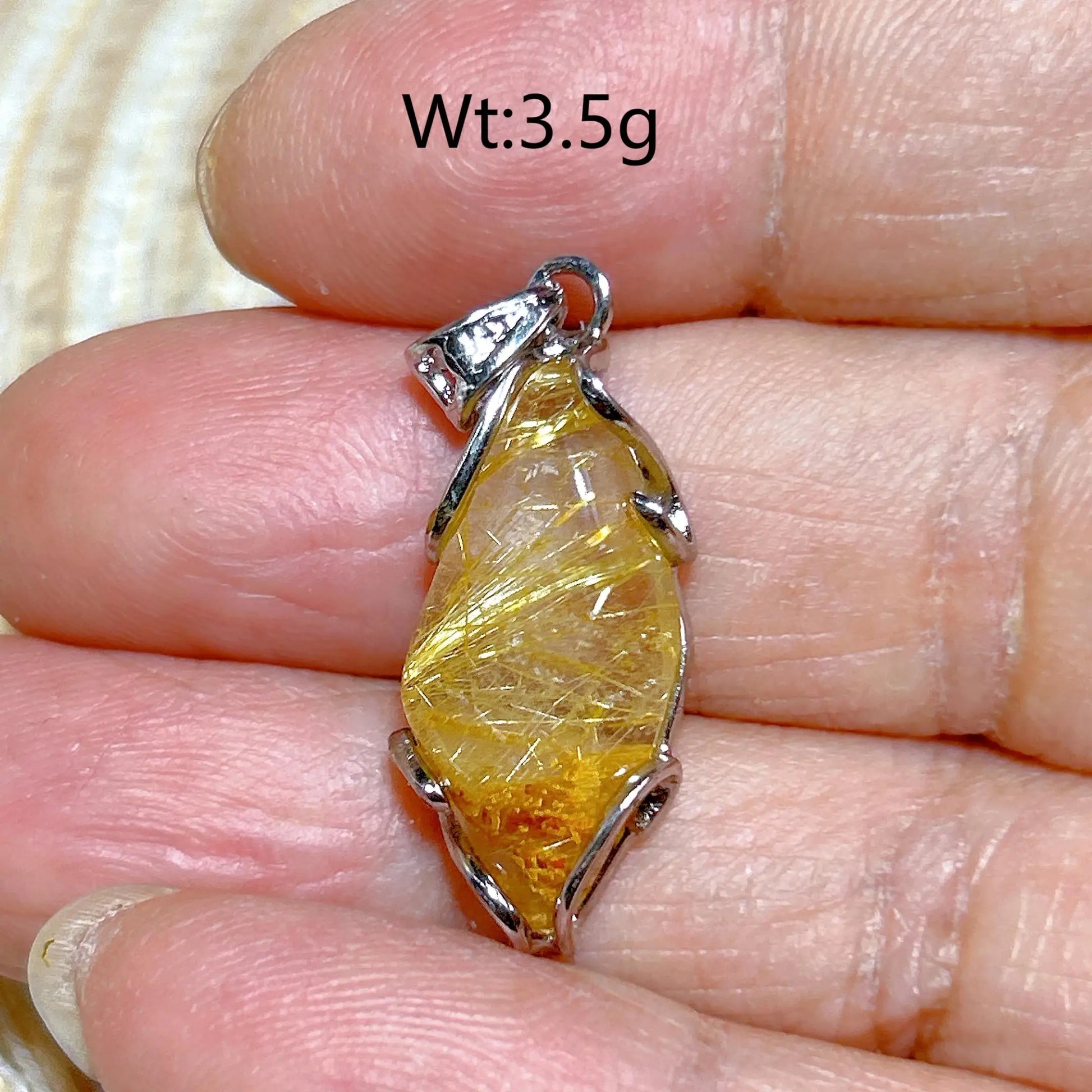 Gold Rutilated Pendant-ToShay.org