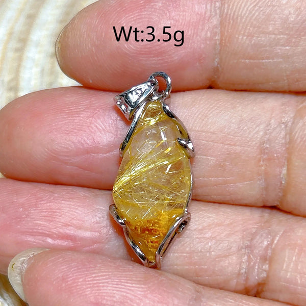 Gold Rutilated Pendant-ToShay.org