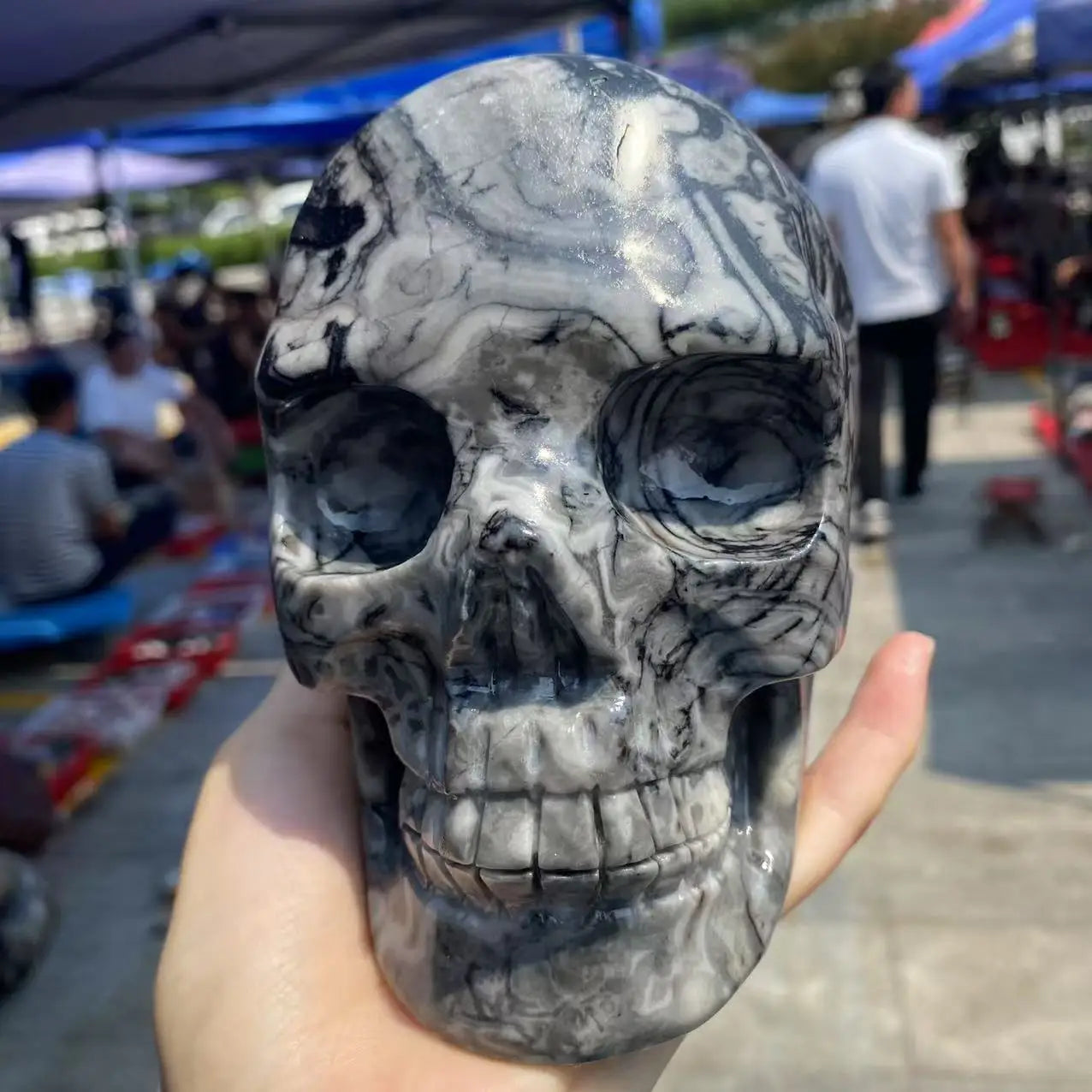 Green Spiral Stone Skull-ToShay.org